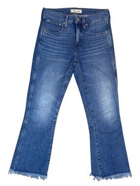 Madewell Jeans Women's 25P Blue High-Rise Cropped Boot Cut Raw Hem Denim